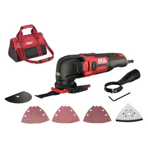 SKIL 1491DB Multi tool 300W   2 saw blades   Sanding pad   9x sanding paper   Vacuum adapter   Depth stop