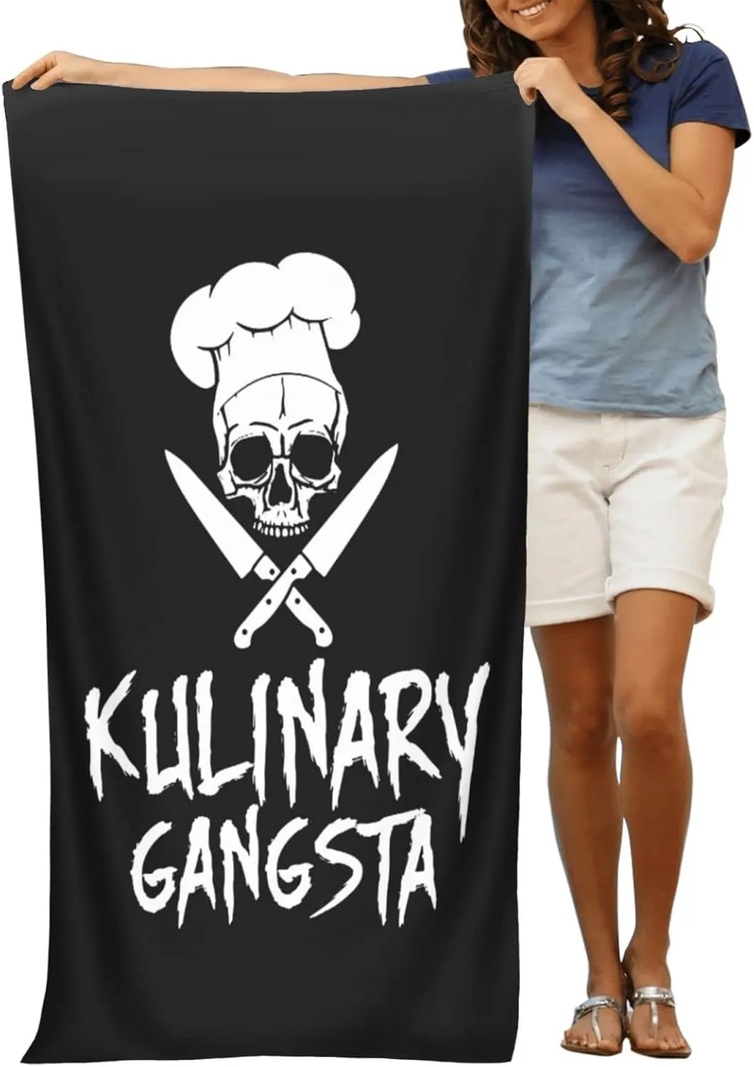 Skull Chef Cooking Skull Beach Towels Vacation Essentials Quick Dry Sand Free Oversized Bath Pool Swim Towel Extra Large Absorbent Bathroom Towels Adult Travel Accessories