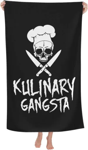 Skull Chef Cooking Skull Beach Towels Vacation Essentials Quick Dry Sand Free Oversized Bath Pool Swim Towel Extra Large Absorbent Bathroom Towels Adult Travel Accessories