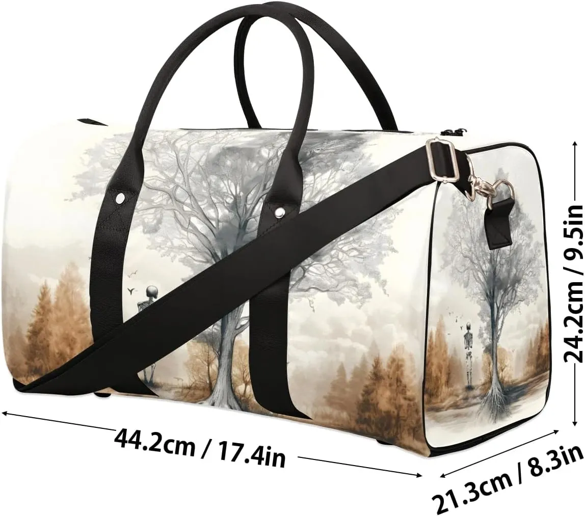 Skull Under A Tree Travel Duffel Bag for Women Men Waterproof Foldable Overnight Weekender Bag Large Capacity Sports Gym Bag