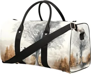 Skull Under A Tree Travel Duffel Bag for Women Men Waterproof Foldable Overnight Weekender Bag Large Capacity Sports Gym Bag