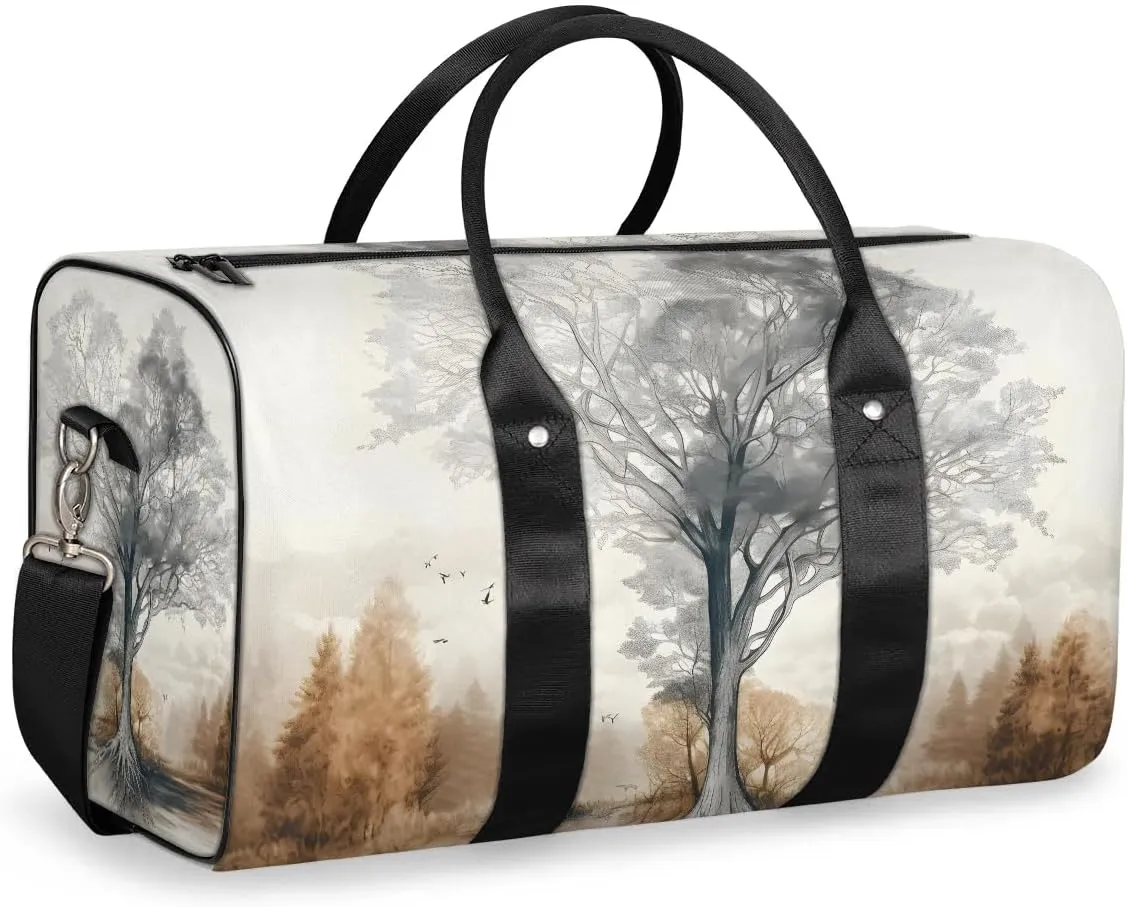 Skull Under A Tree Travel Duffel Bag for Women Men Waterproof Foldable Overnight Weekender Bag Large Capacity Sports Gym Bag
