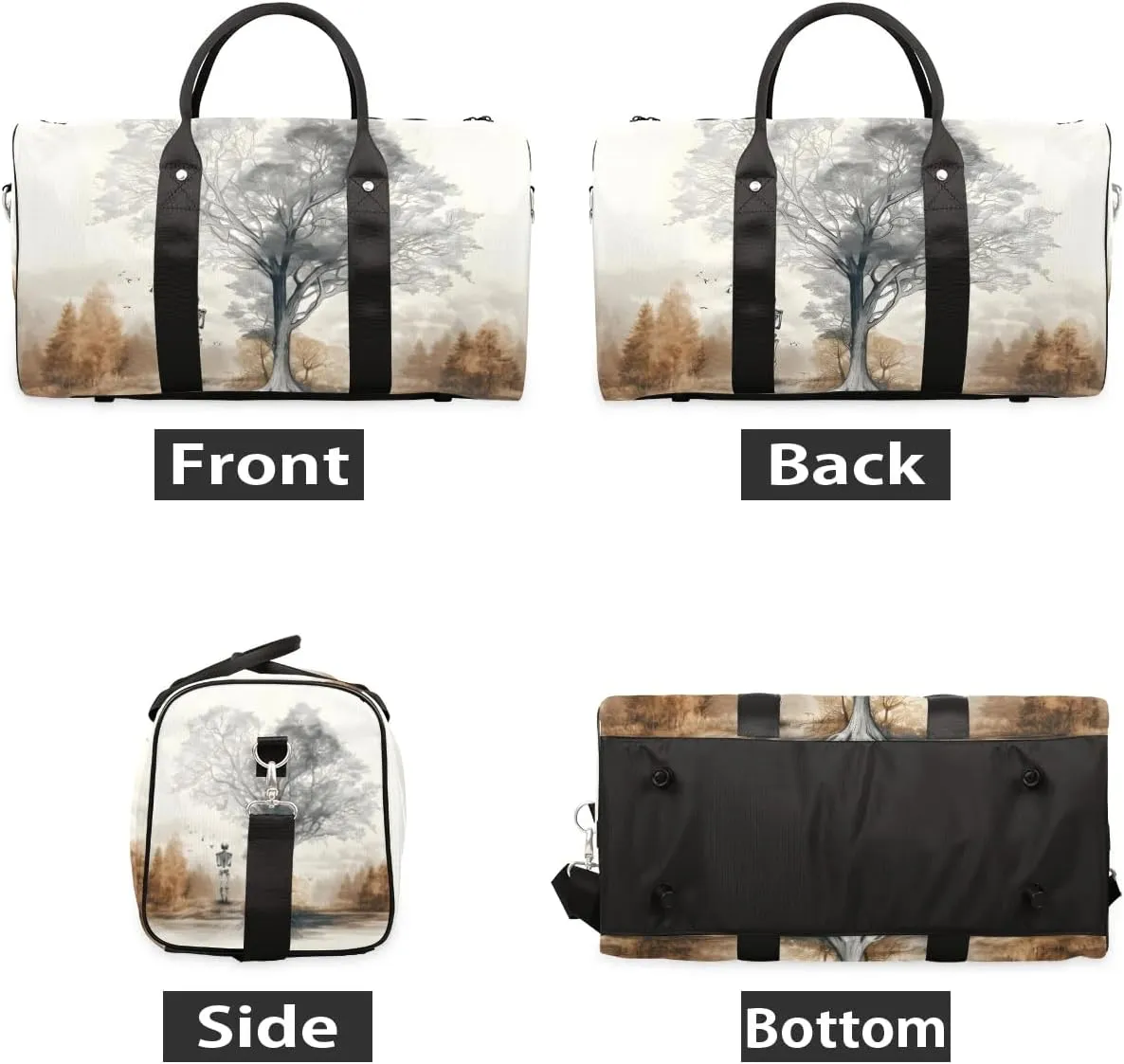 Skull Under A Tree Travel Duffel Bag for Women Men Waterproof Foldable Overnight Weekender Bag Large Capacity Sports Gym Bag