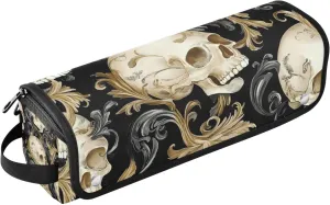 Skulls Golden Branches Hair Tool Travel Bag and Heat Resistant Mat Portable Travel Carrying Case for Flat Irons, Straighteners, Curling Irons