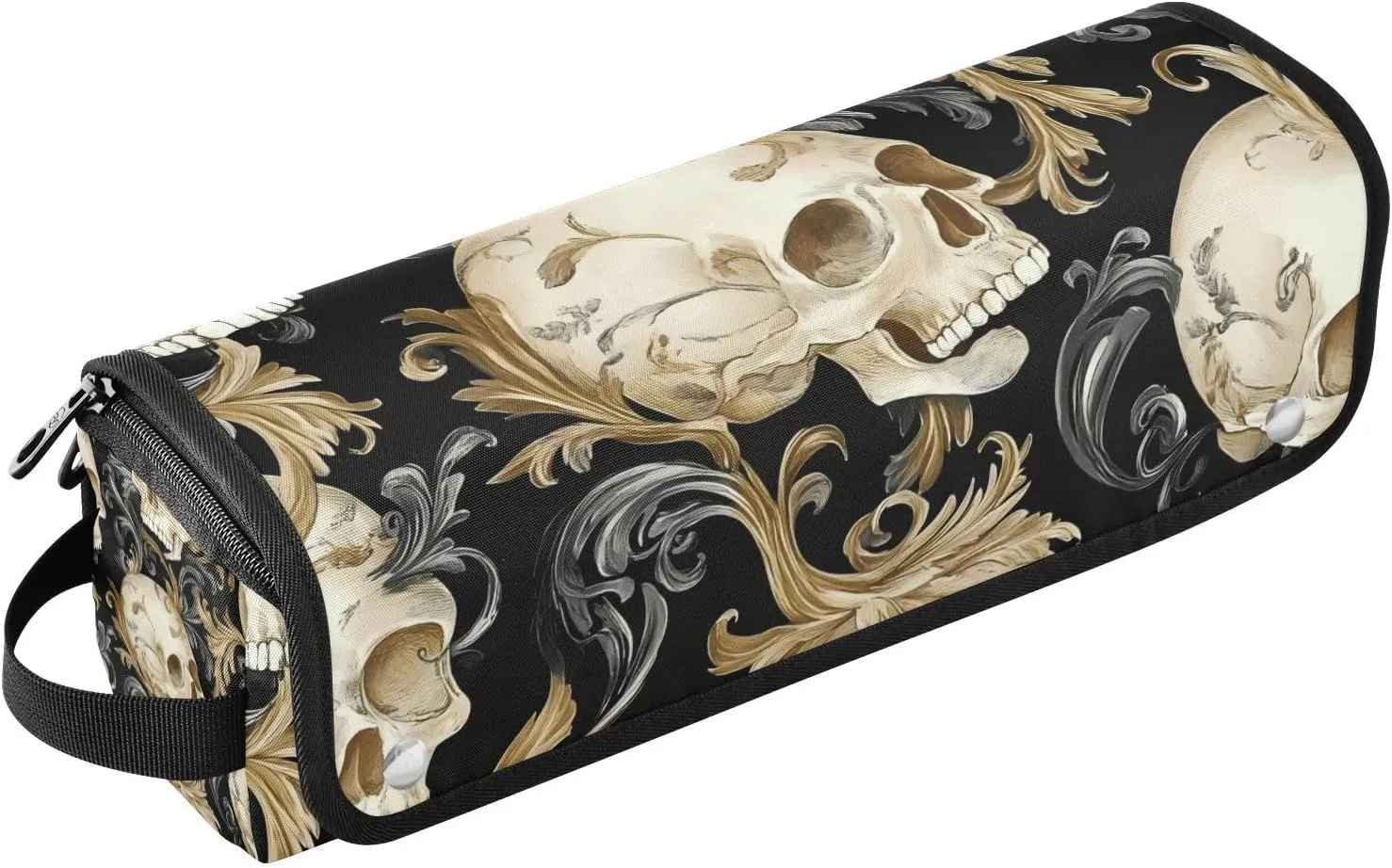 Skulls Golden Branches Hair Tool Travel Bag and Heat Resistant Mat Portable Travel Carrying Case for Flat Irons, Straighteners, Curling Irons