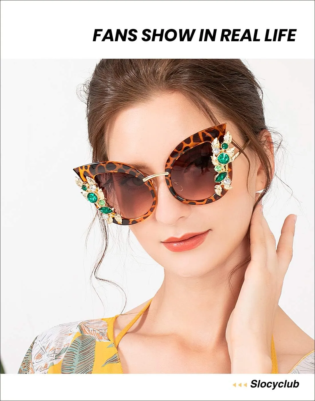 Slocyclub Jeweled Sunglasses, Funky Butterfly Shaped Sunglasses, Oversized Rhinestone Sunglasses for Women