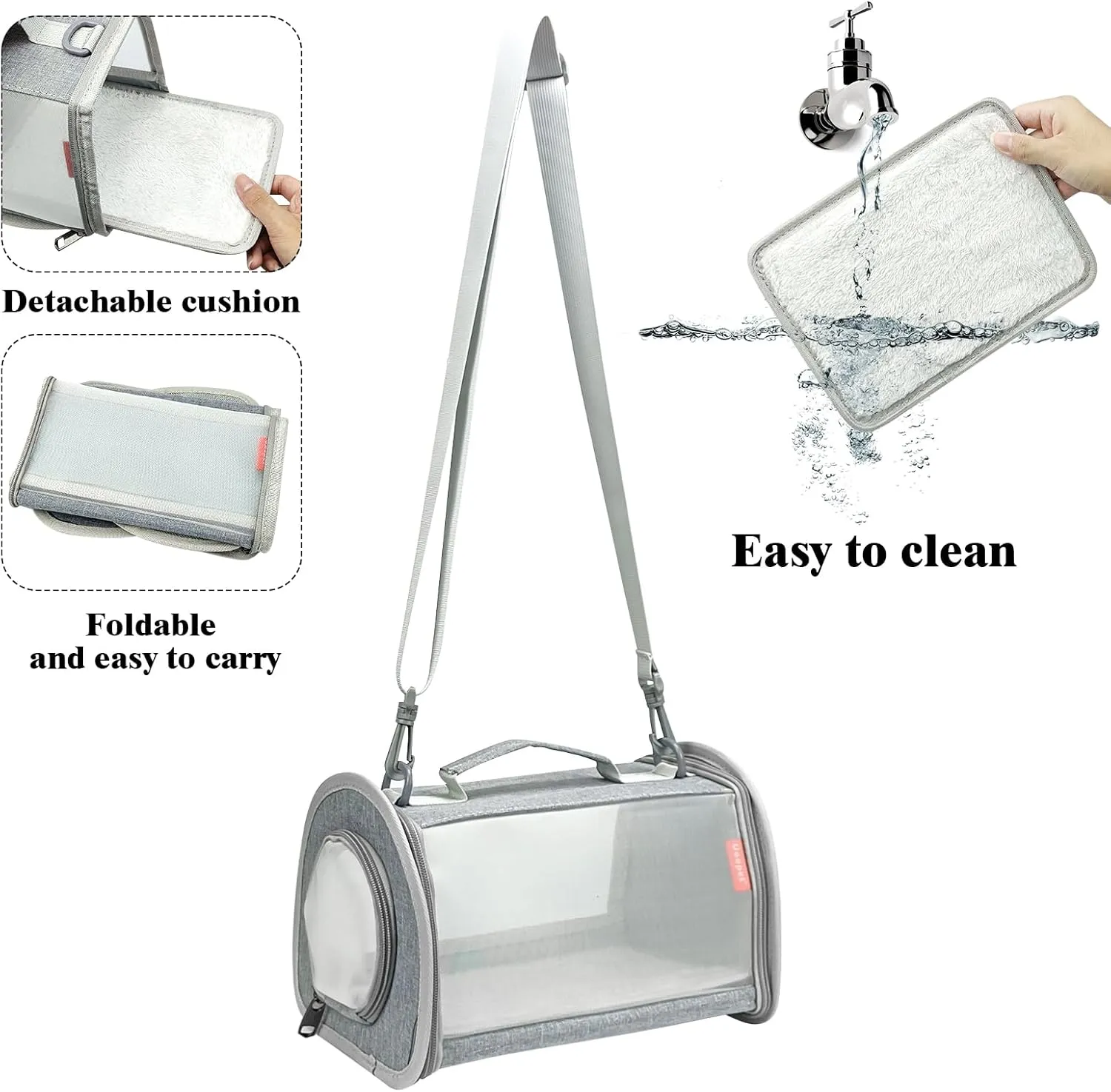Small Animal Carrier Bag, Portable Guinea Pig Travel Carrier, Breathable Small Pet Bag for Guinea Pig Bird Rabbit Hamster Chinchilla Hedgehog Sugar Glider Outgoing Travel Carrying Case (Grey)