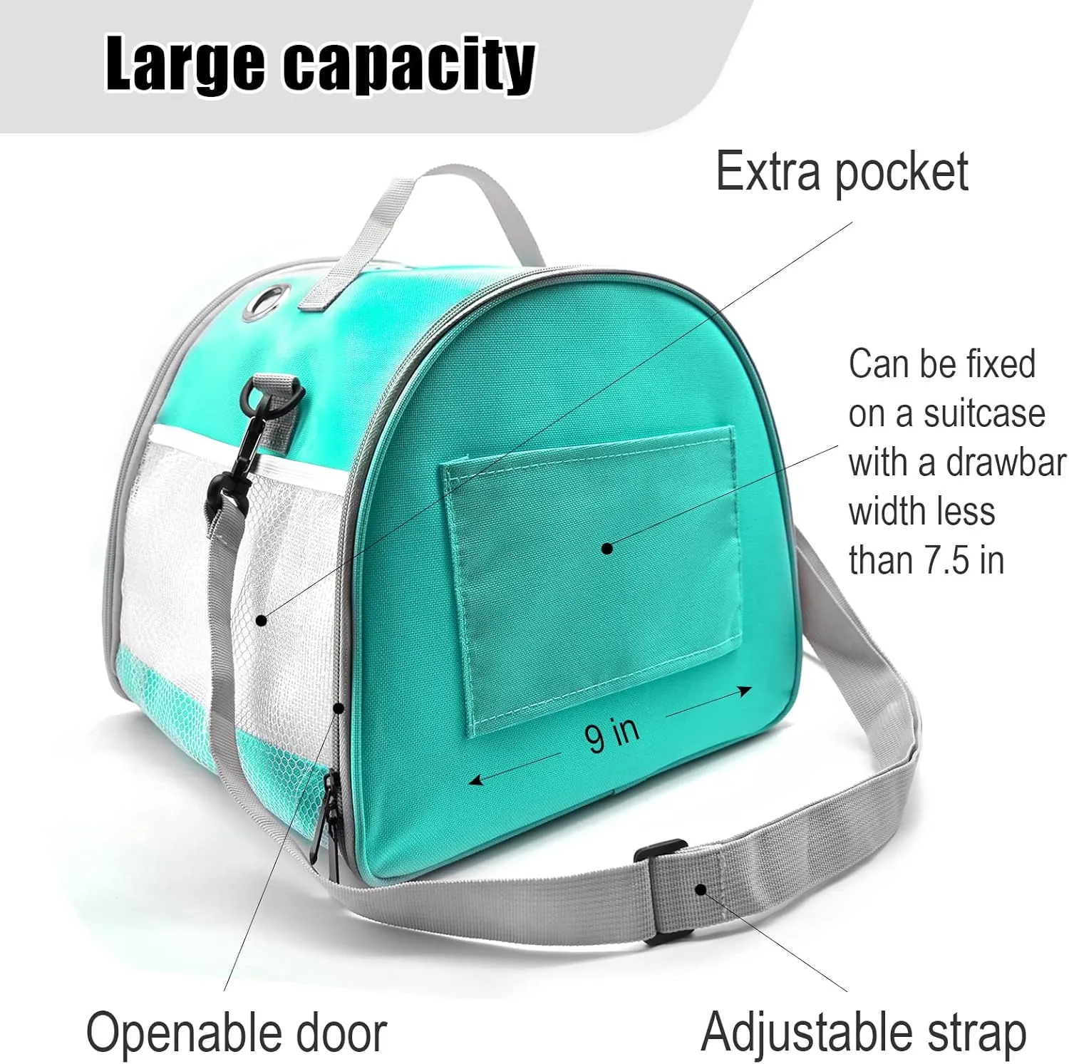 Small Animal Carrier Bag, Upgraded Portable Guinea Pig Carriers, Transparent Hamster Carrying Case, Reptile Rat Rabbit Bearded Dragon Hedgehog Carrier Bag for Travel, Hiking, Walking, Outdoor (Green)