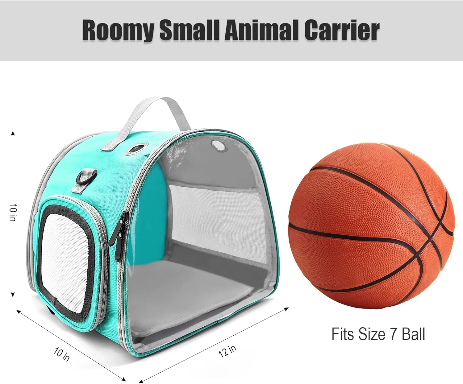 Small Animal Carrier Bag, Upgraded Portable Guinea Pig Carriers, Transparent Hamster Carrying Case, Reptile Rat Rabbit Bearded Dragon Hedgehog Carrier Bag for Travel, Hiking, Walking, Outdoor (Green)