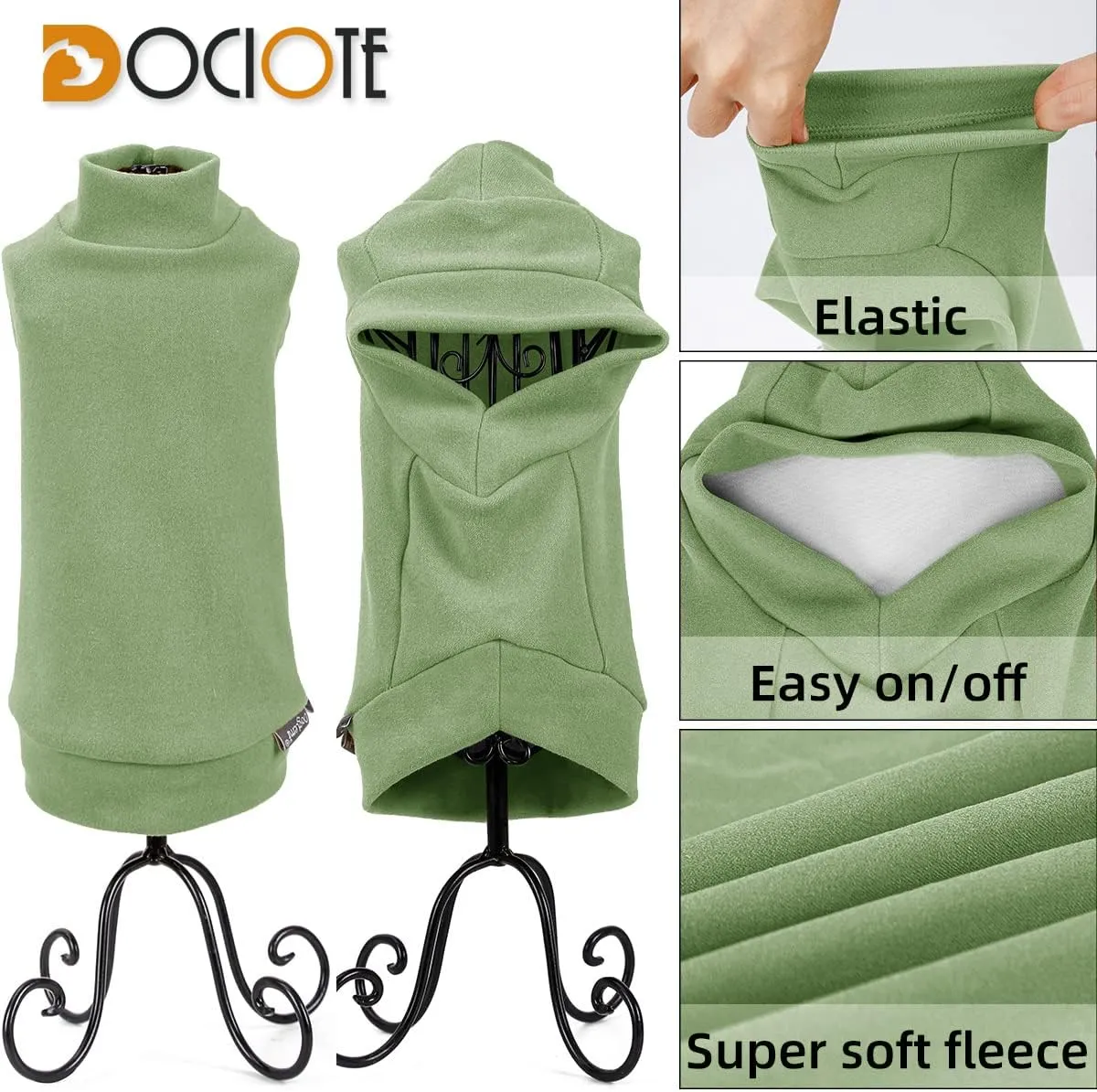 Small Dogs Fleece Dog Sweatshirt - Cold Weather Hoodies Spring Soft Vest Thickening Warm Cat Sweater Puppy Clothes Sweater Winter Sweatshirt Pet Pajamas for Small Dog Cat Puppy (Medium, Green)