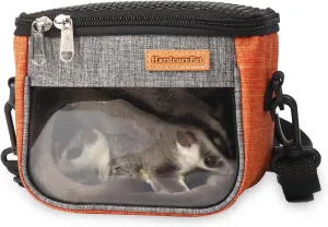 Small Pet Carrier Bag, Breathable & Portable – Small Animal Travel Bag with Detachable Strap Zipper for Sugar Glider, Hamster, Rat，Gerbils (Orange)