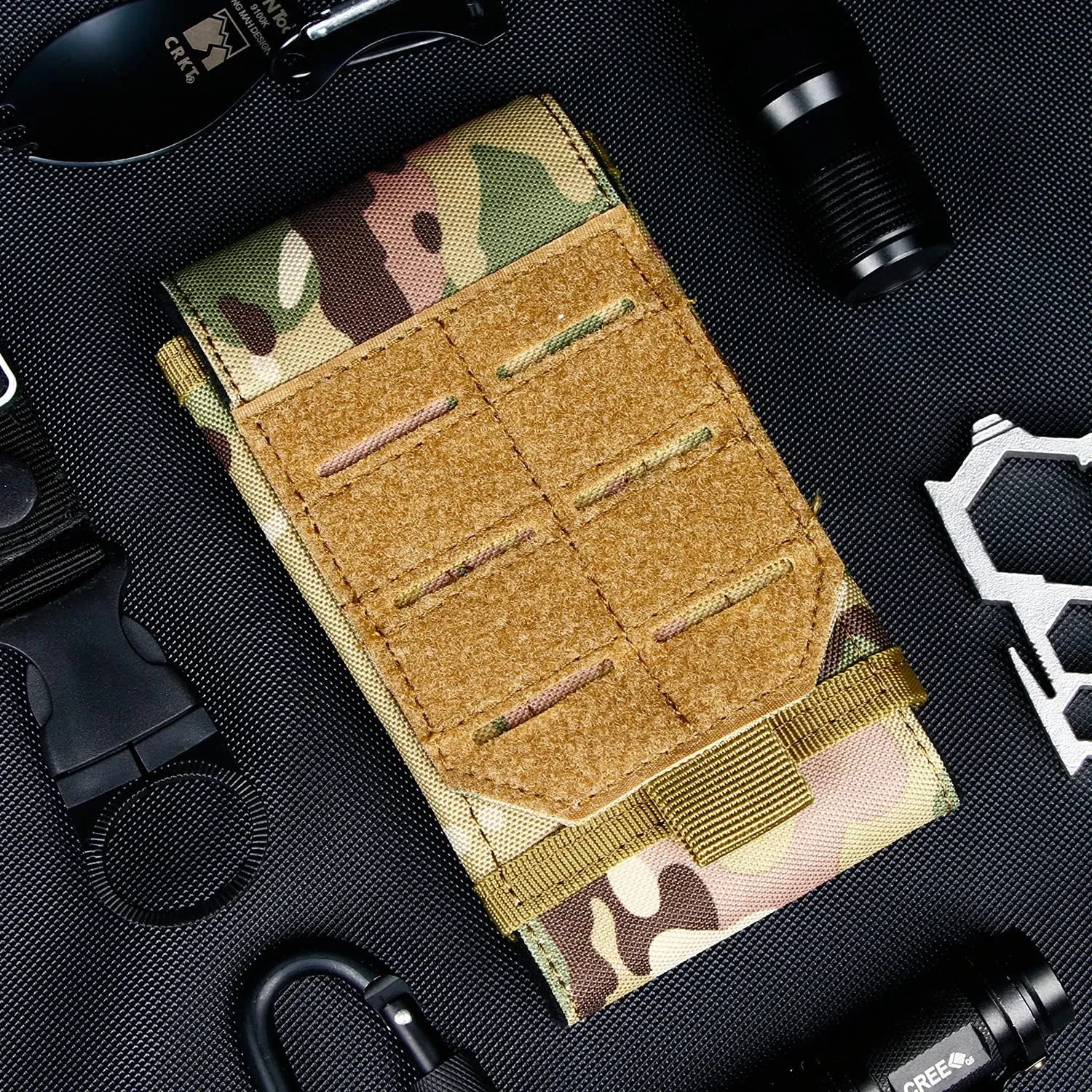 Smartphone Pouch, Cell Phone Holder, Tactical Phone Holster, Multi-Purpose Tool Holder, Tactical Carrying Case Belt Loop Pouch Men’s Waist Pocket for Hiking, Camping, Barbeque, Rescue Essential