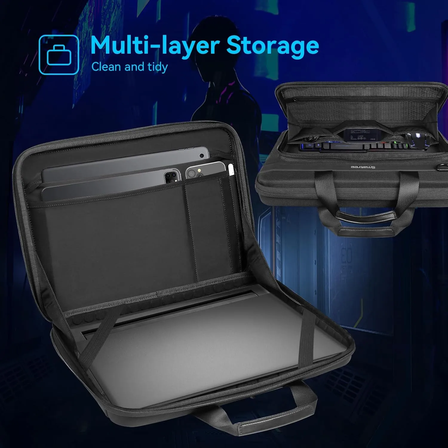 Smatree Heavy Duty Hard Sleeve Case Compatible for 18 inch ASUS ROG Strix SCAR 18 2025/2024/2023 Gaming Laptop, for 18 inch ASUS ROG Strix G18 2025/2024/2023 Gaming Laptop Waterproof Handbag (A800XL)