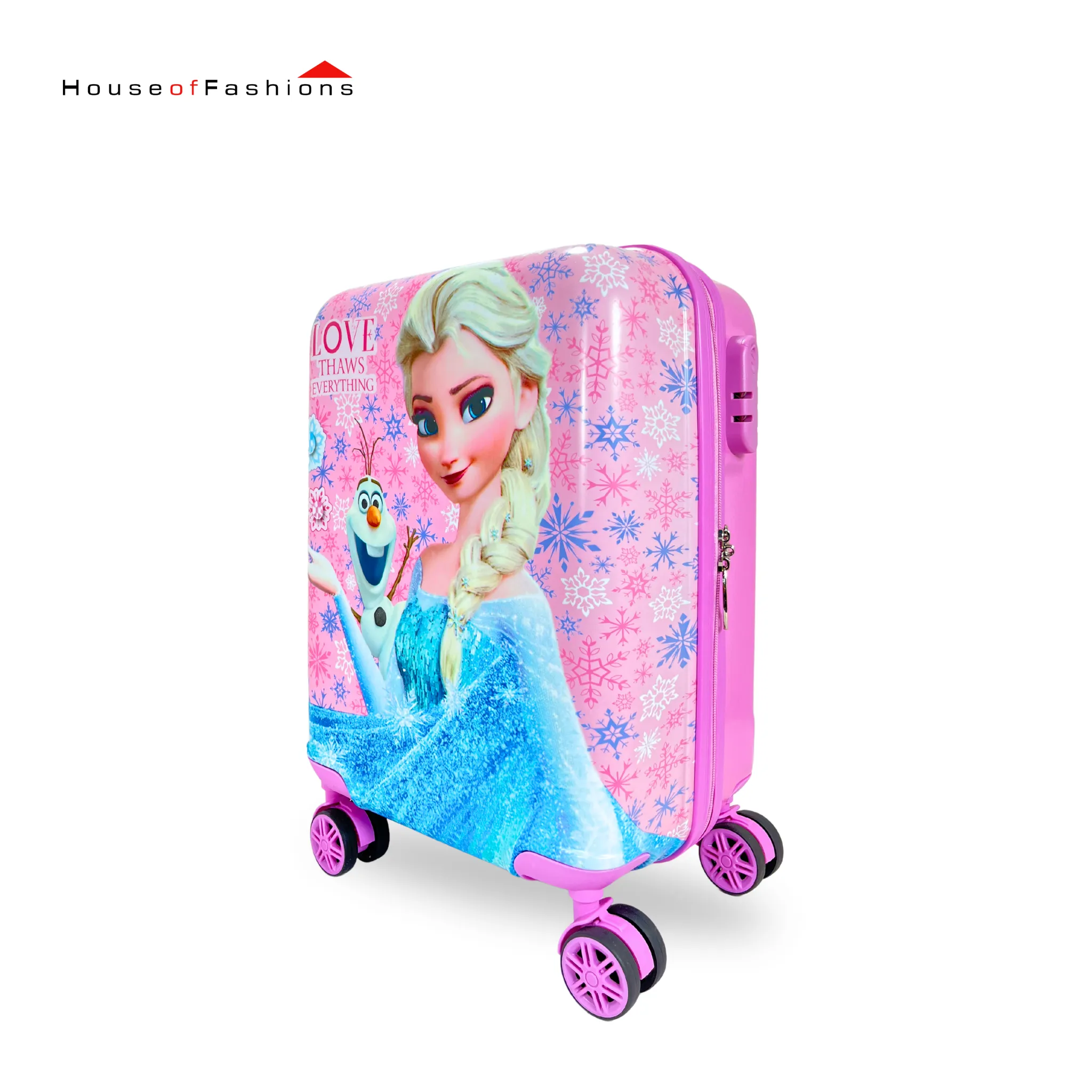 Smile baby Elsa frozen  Print Travel Bag for Kids, Travel Suitcase with Cartoons, Password, Zipper, Roller -7kg