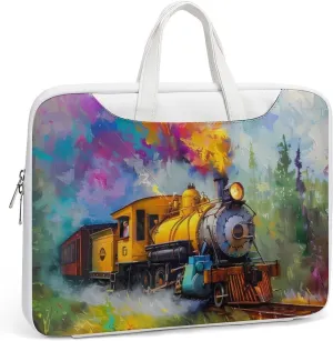 Smoke Steam Train Painting Laptop Sleeve Bag Protective Case Handbag With Shoulder Strap for Computer 10-17 Inch