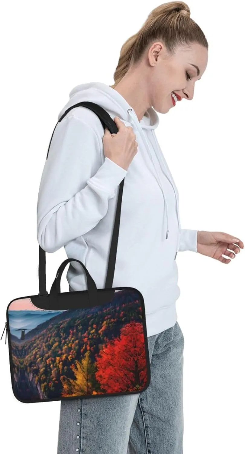 Smokey Mountain Cliff Print Notebook Computer Protective Carrying Cover With Pocket,13 Inch Laptop Shoulder Bag