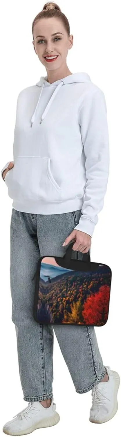 Smokey Mountain Cliff Print Notebook Computer Protective Carrying Cover With Pocket,13 Inch Laptop Shoulder Bag