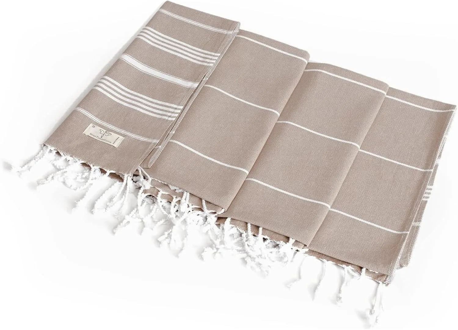 SMYRNA TURKISH COTTON Beach Blanket – Sand-Free Oversized Beach Throw 50x60 – Quick-Dry Lightweight Turkish Towel for Beach, Pool, Picnic & Outdoor Travel – Eco-Friendly Recycled Cotton, Latte