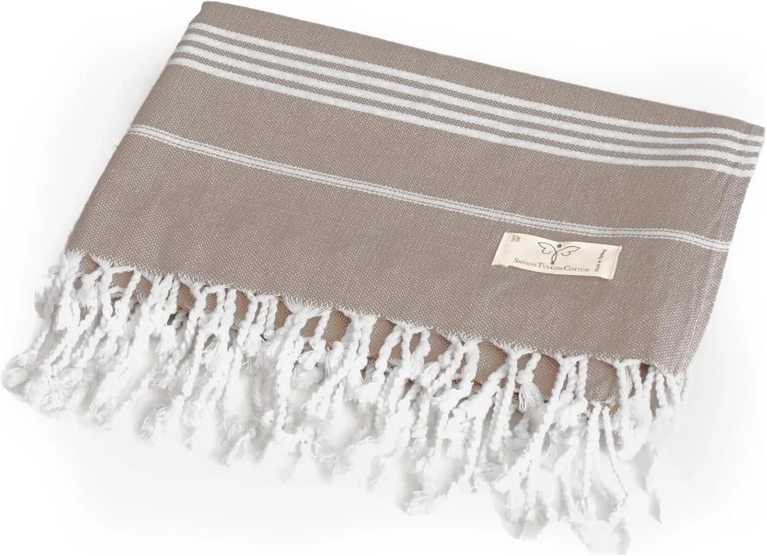 SMYRNA TURKISH COTTON Beach Blanket – Sand-Free Oversized Beach Throw 50x60 – Quick-Dry Lightweight Turkish Towel for Beach, Pool, Picnic & Outdoor Travel – Eco-Friendly Recycled Cotton, Latte