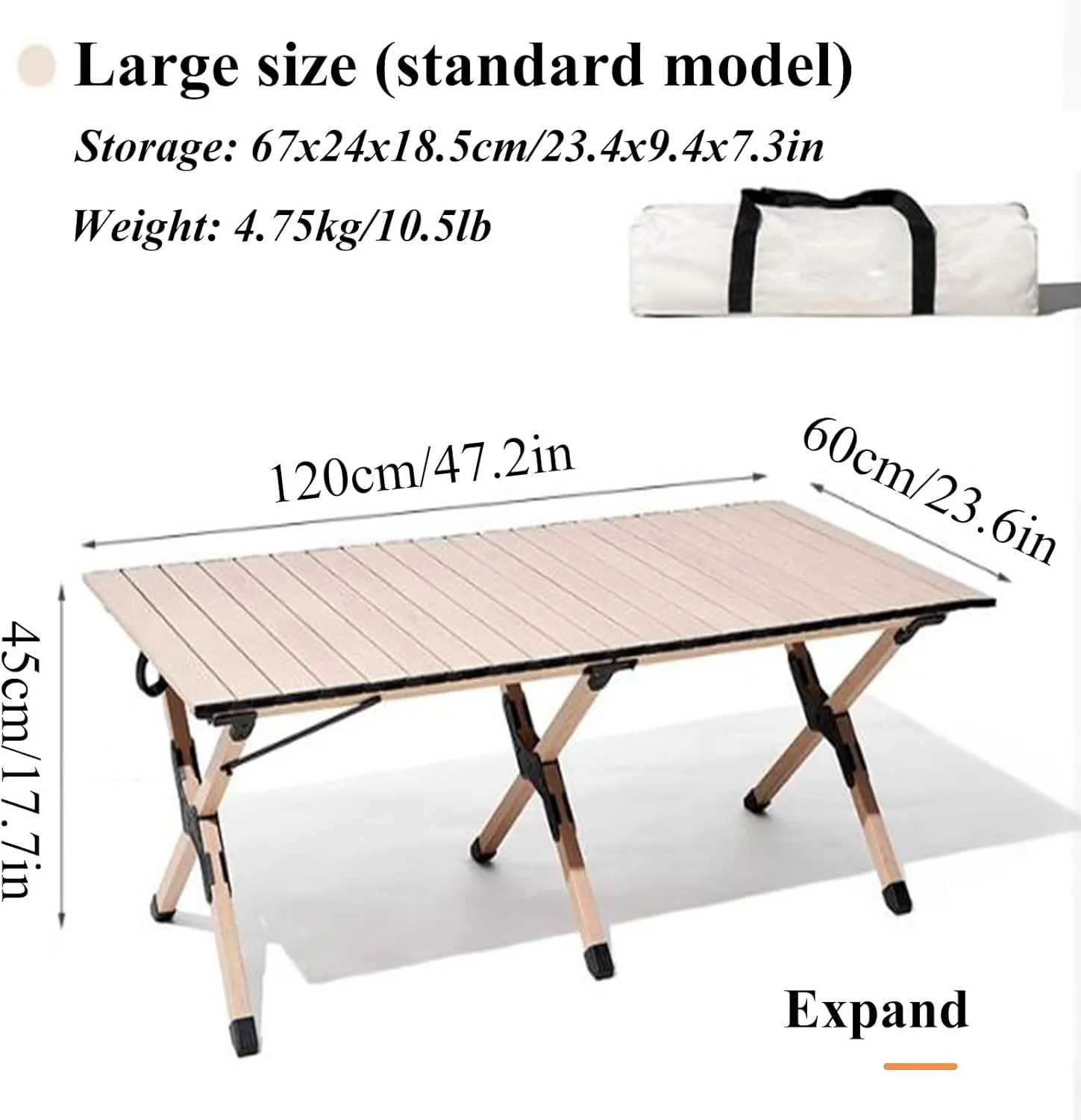 SOBOUR Ultra-Light Camping Table Folding Camping Picnic Table Compact Frame Camping Table Roll Up Table Top with Carry Bag for Camp