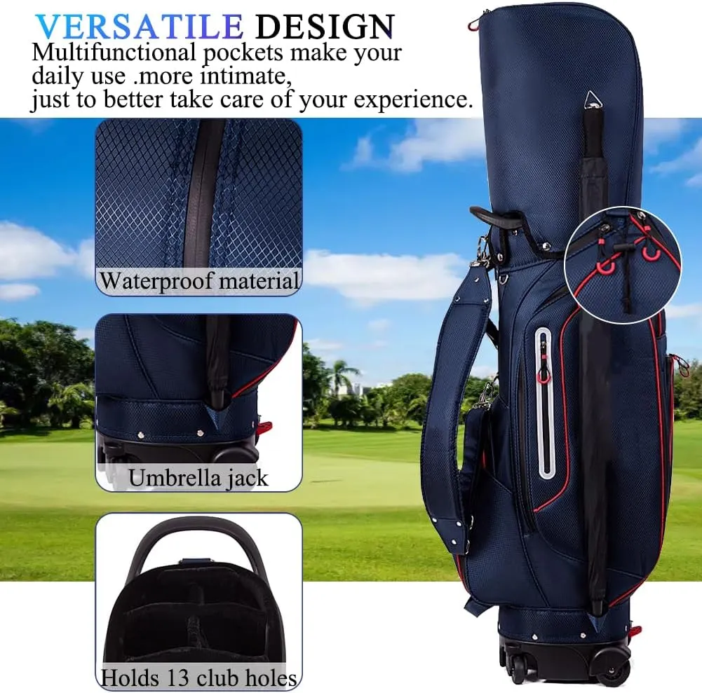 Soft-Sided Golf Bag Travel Case, Wheeled Golf Travel Bag, Golf Club Travel Bag Set, Golf Cart Bag with Handle, Suitable for Airlines, Training Grounds