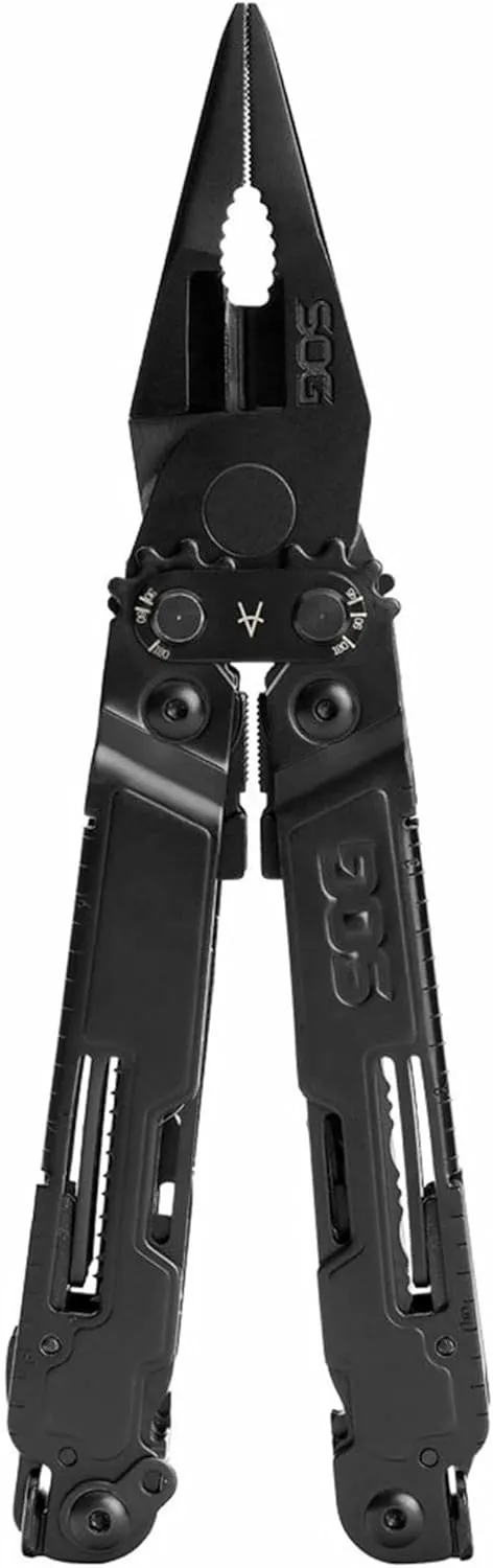 SOG PowerAccess Deluxe All-Around Heavy Duty Stainless Steel Multi-Tool w/Nylon Sheath, Two Knife Blades, Can & Bottle Opener, Black