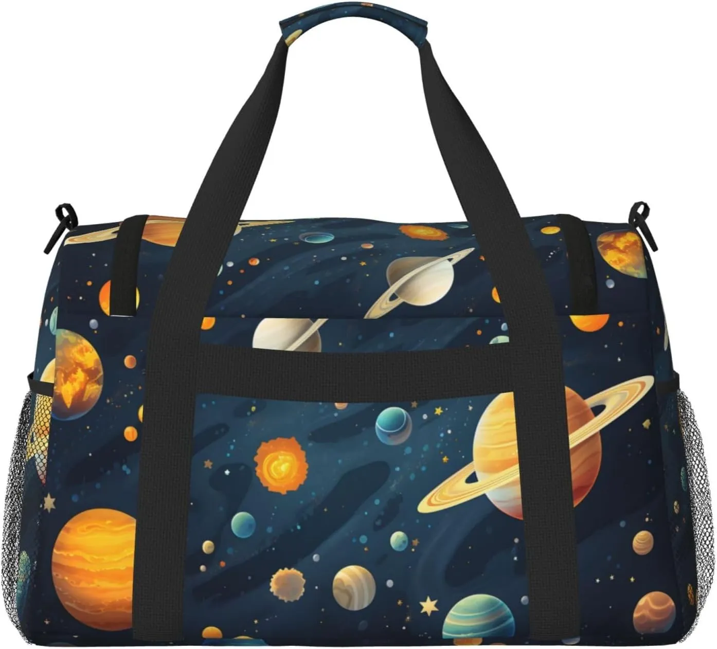 Solar Planet Universe Travel Duffel Bag with Strap Multi Pockets Sports Bag Handbag Large Shoulder Bag for Gym Weekend Fitness Camping