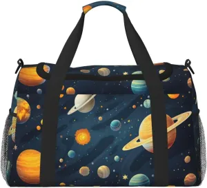 Solar Planet Universe Travel Duffel Bag with Strap Multi Pockets Sports Bag Handbag Large Shoulder Bag for Gym Weekend Fitness Camping