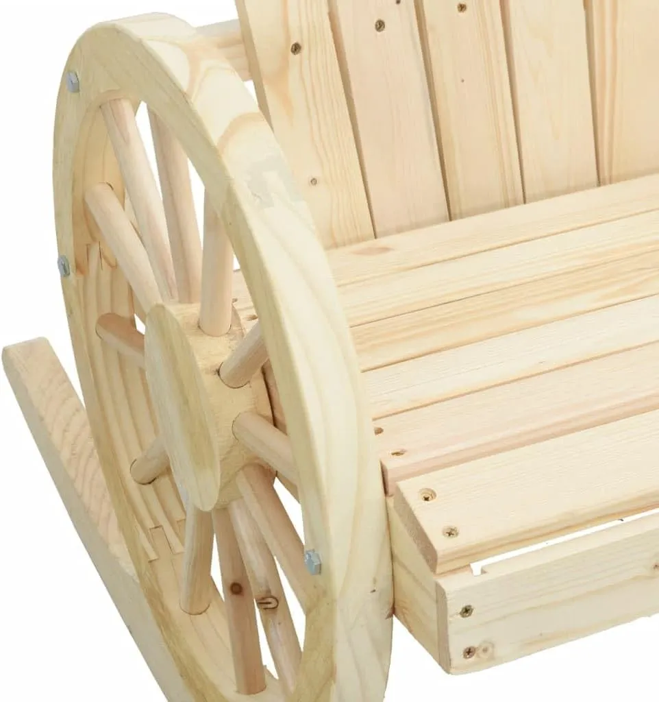 Solid Fir Wood Adirondack Rocking Chair for Outdoor Patio, Garden Lounge Furniture with Ergonomic Design and 242.5 lb Capacity (Natural Wood, 24.4" W)