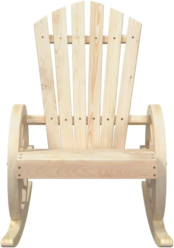 Solid Fir Wood Adirondack Rocking Chair for Outdoor Patio, Garden Lounge Furniture with Ergonomic Design and 242.5 lb Capacity (Natural Wood, 24.4" W)