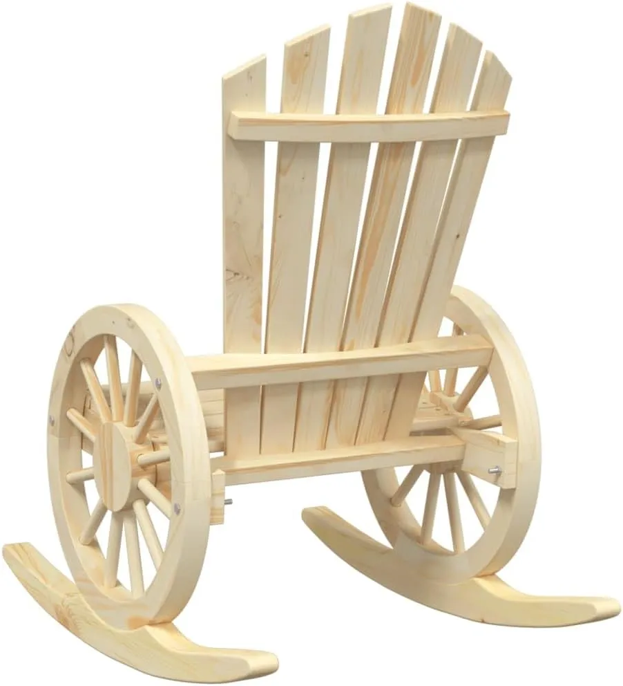 Solid Fir Wood Adirondack Rocking Chair for Outdoor Patio, Garden Lounge Furniture with Ergonomic Design and 242.5 lb Capacity (Natural Wood, 24.4" W)