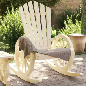 Solid Fir Wood Adirondack Rocking Chair for Outdoor Patio, Garden Lounge Furniture with Ergonomic Design and 242.5 lb Capacity (Natural Wood, 24.4" W)
