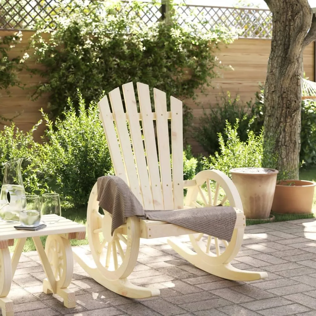 Solid Fir Wood Adirondack Rocking Chair for Outdoor Patio, Garden Lounge Furniture with Ergonomic Design and 242.5 lb Capacity (Natural Wood, 24.4" W)