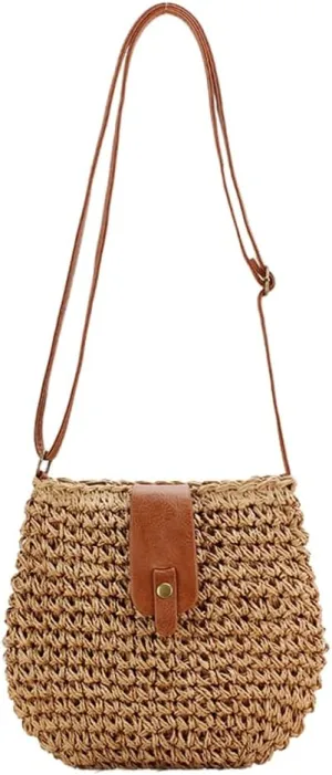 Solyinne Shoulder Bag for Women Straw Handbag Mini Summer Beach Crossbody Handwoven Beach Straw Bag