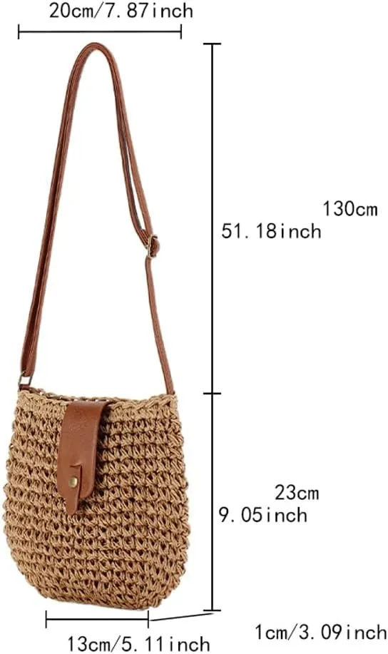 Solyinne Shoulder Bag for Women Straw Handbag Mini Summer Beach Crossbody Handwoven Beach Straw Bag