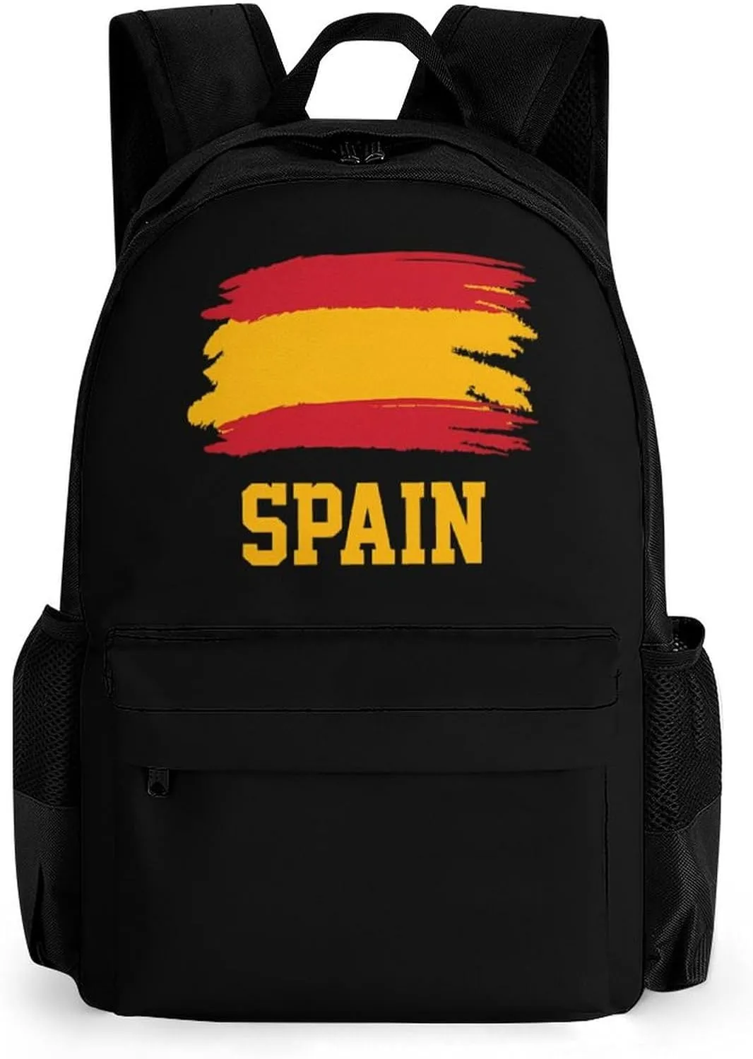 Spain Flag Travel Backpack Printed 17 Inch Laptop Shoulder Bag Lightweight Daypack Portable with Pockets