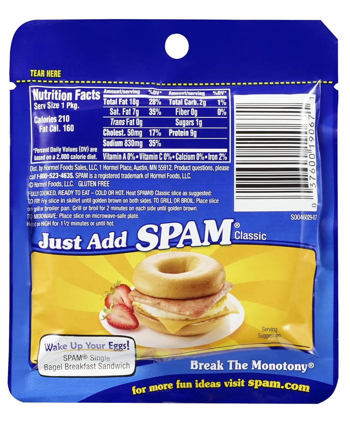 Spam Single Classic, 2.5 Ounce Pouch (Pack of 24)