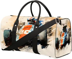 Speed Racing Car Travel Duffel Bag for Women Men Waterproof Foldable Overnight Weekender Bag Large Capacity Sports Gym Bag