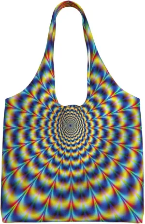 Spiral Optical Illusion Gif Print Stylish and Spacious Single Shoulder Commuting Canvas Tote Bag for Work Travel