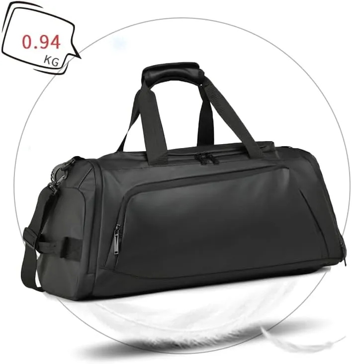 Sports Duffel Bag, Waterproof Travel Gym Bag with Shoulder Strap, Large Capacity, Black