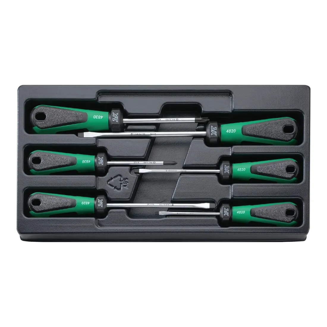 Stahlwille 96489110 3K DRALL® Set of Screwdrivers, 6 Piece Set, Includes 4 Screwdrivers for slotted screws, and 2 Cross Head Screwdrivers, in TCS Inlay, Industrial-Grade, Made in Germany