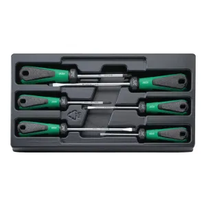 Stahlwille 96489110 3K DRALL® Set of Screwdrivers, 6 Piece Set, Includes 4 Screwdrivers for slotted screws, and 2 Cross Head Screwdrivers, in TCS Inlay, Industrial-Grade, Made in Germany