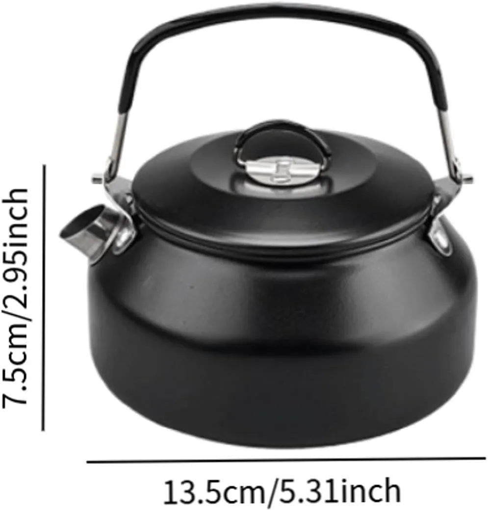 Stainless Steel Tea Kettle Coffee Pot with Silicone Handle Travel Coffee and Tea Kettle Camping Teapot for Backpacking Hiking Black(Black)