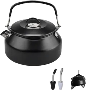 Stainless Steel Tea Kettle Coffee Pot with Silicone Handle Travel Coffee and Tea Kettle Camping Teapot for Backpacking Hiking Black(Black)