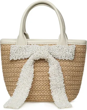 Steve Madden Boww Mini Straw Top Handle W/Bow