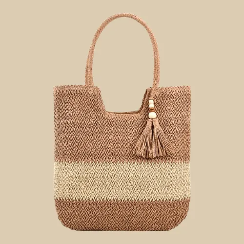 Straw Beach Bag With Zip | Amaria