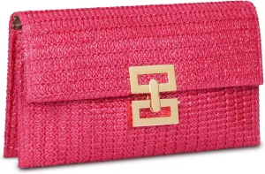 Straw Clutch Purse for Women Designer Evening Handbag Summer Beach Shoulder Crossbody Bag