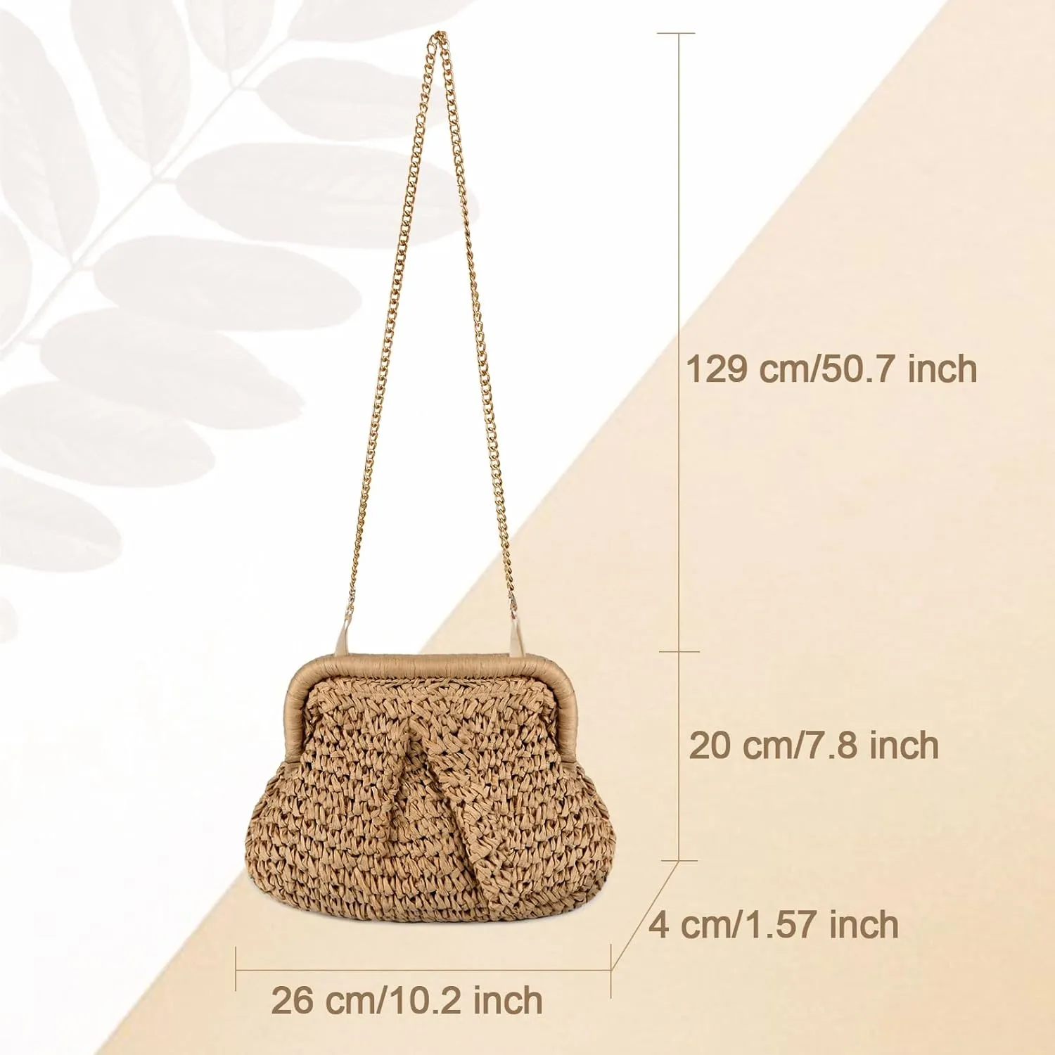 Straw Clutch Purse for Women - Woven Dumpling Bag Casual Beach Straw Summer Handmade Bag Crossbody Purse