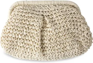 Straw Clutch Purses for Women - Boho Chic Crossbody Bag - Summer Beach Handwoven Shoulder Purse