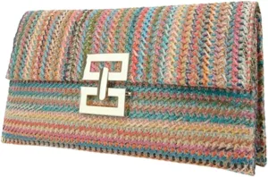 Straw Clutch Purses for Women Vintage Summer Straw Beach Bag Woven Purse Wicker Rattan Envelope Clutch for Wedding